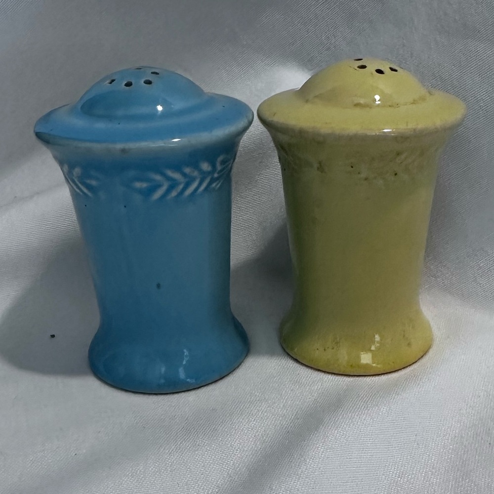 Bauer Blue and Yellow Salt and Pepper Shakers